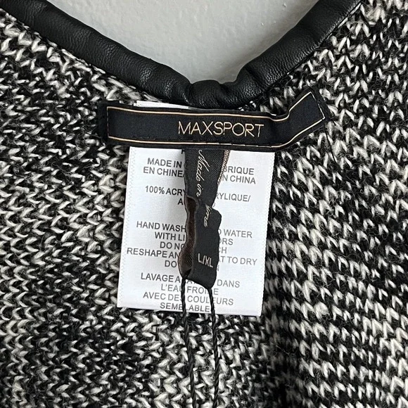 MaxSport Poncho Sweater Wrap Animal Print Tassels Oversized Fuzzy L XL NWT - Picture 5 of 10